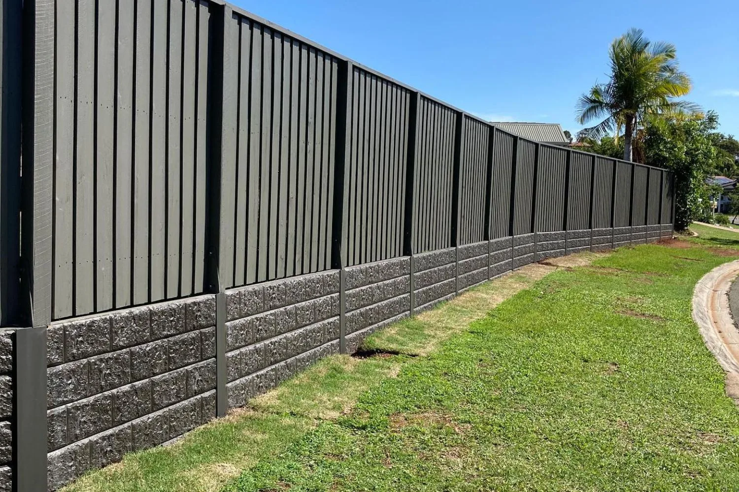 Terraced concrete sleeper retaining wall garden